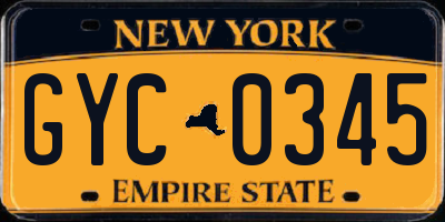 NY license plate GYC0345
