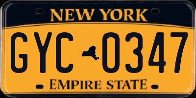 NY license plate GYC0347