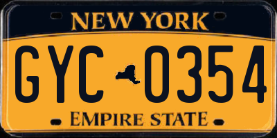 NY license plate GYC0354