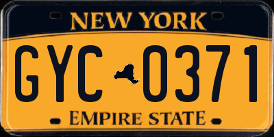 NY license plate GYC0371