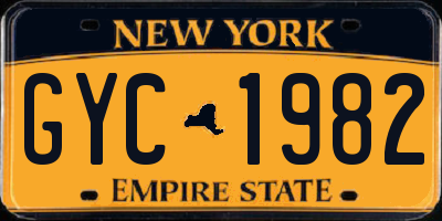 NY license plate GYC1982
