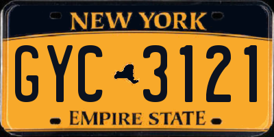 NY license plate GYC3121