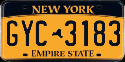 NY license plate GYC3183