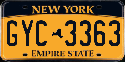 NY license plate GYC3363