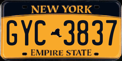 NY license plate GYC3837
