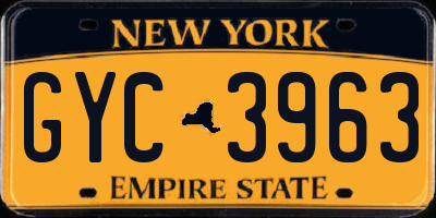 NY license plate GYC3963