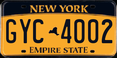NY license plate GYC4002