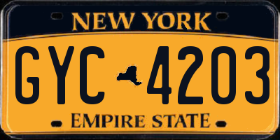 NY license plate GYC4203
