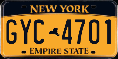 NY license plate GYC4701