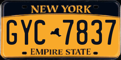NY license plate GYC7837
