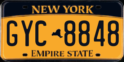NY license plate GYC8848