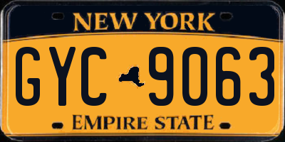 NY license plate GYC9063