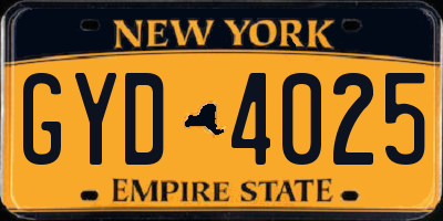 NY license plate GYD4025