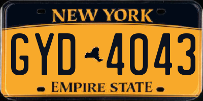 NY license plate GYD4043