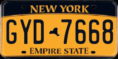 NY license plate GYD7668