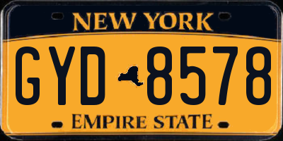 NY license plate GYD8578