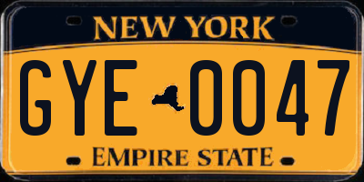NY license plate GYE0047