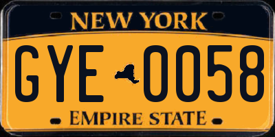 NY license plate GYE0058