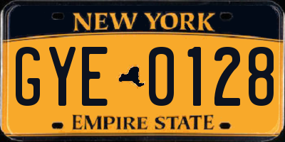 NY license plate GYE0128