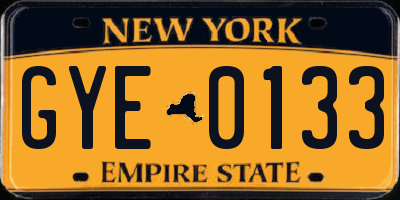 NY license plate GYE0133