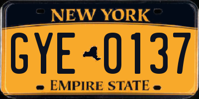 NY license plate GYE0137
