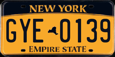 NY license plate GYE0139