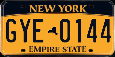 NY license plate GYE0144