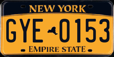 NY license plate GYE0153