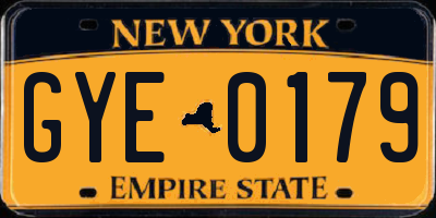 NY license plate GYE0179