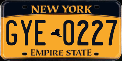 NY license plate GYE0227