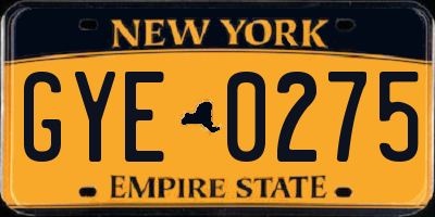 NY license plate GYE0275