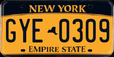 NY license plate GYE0309