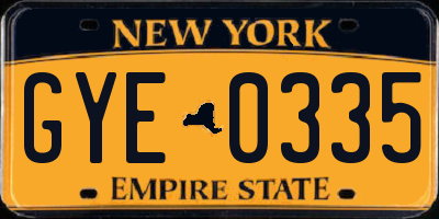 NY license plate GYE0335