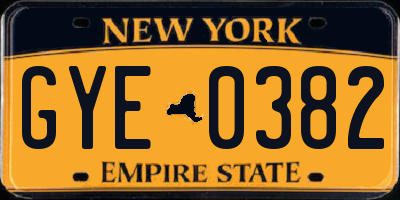 NY license plate GYE0382