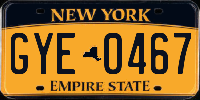 NY license plate GYE0467