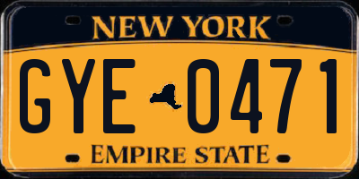 NY license plate GYE0471