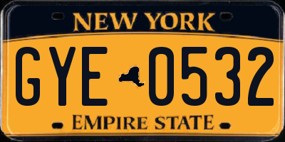 NY license plate GYE0532