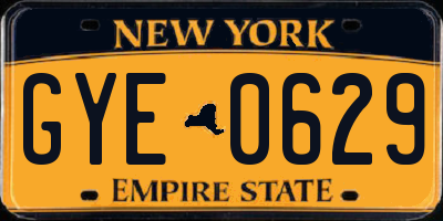 NY license plate GYE0629