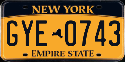 NY license plate GYE0743