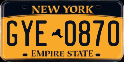 NY license plate GYE0870