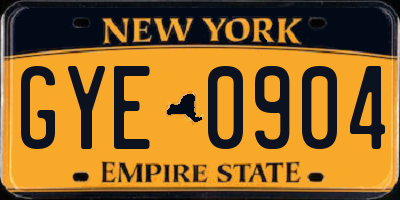 NY license plate GYE0904