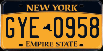 NY license plate GYE0958