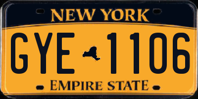 NY license plate GYE1106