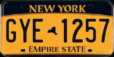 NY license plate GYE1257