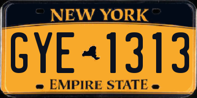 NY license plate GYE1313