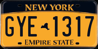 NY license plate GYE1317