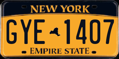 NY license plate GYE1407