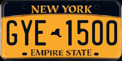 NY license plate GYE1500