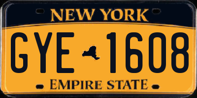 NY license plate GYE1608