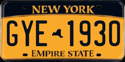 NY license plate GYE1930